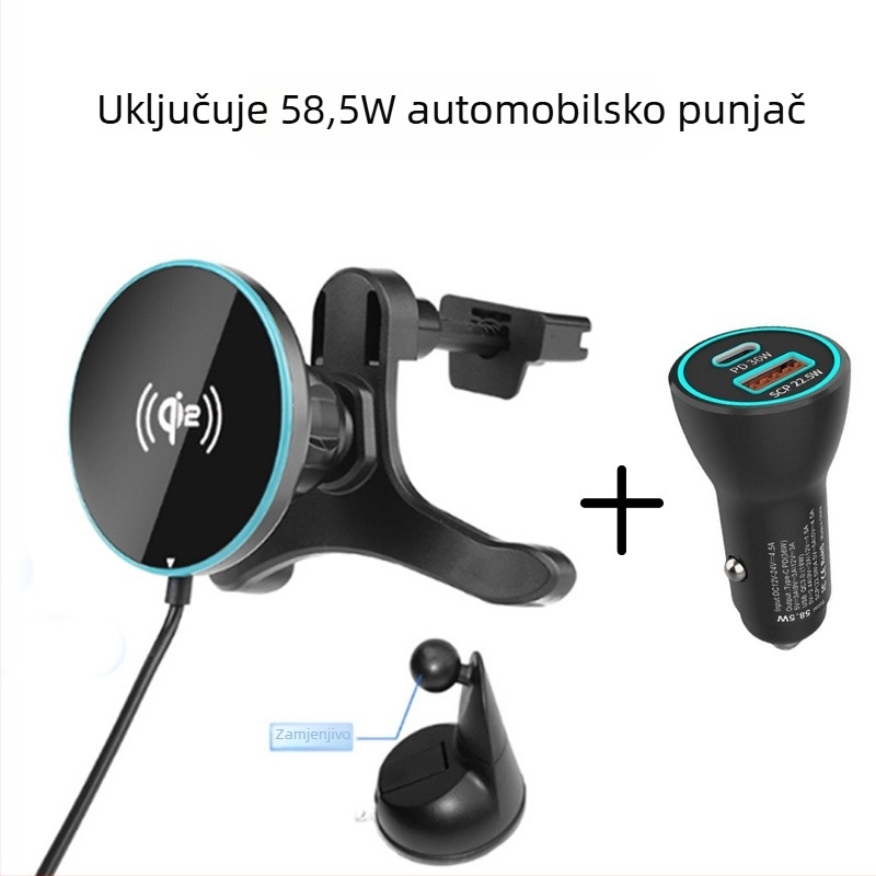 Qi 2.2 Bežično brzo punjenje 25W Magnetska auto-stanica za punjenje s držačem za telefon na vakuumskoj čašici za Apple iPhone 16/17