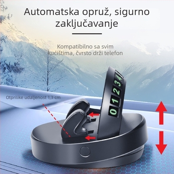Držač za telefon u automobilu na ploči s 360° rotacijom, svijetleći, ljepilni montažni, za navigaciju i privremenu parkirnu pločicu