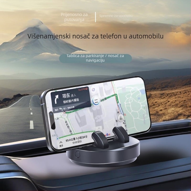 Držač za telefon u automobilu na ploči s 360° rotacijom, svijetleći, ljepilni montažni, za navigaciju i privremenu parkirnu pločicu