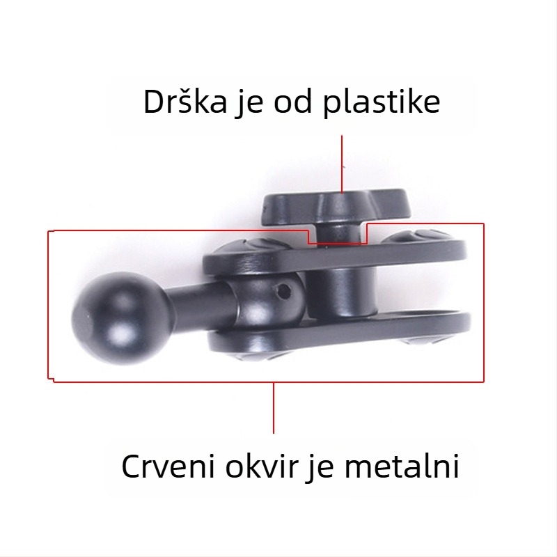 Držač za mobitel u automobilu od aluminijskog legura, univerzalni dizajn, proširenje s kugličnim zglobom od 17 mm