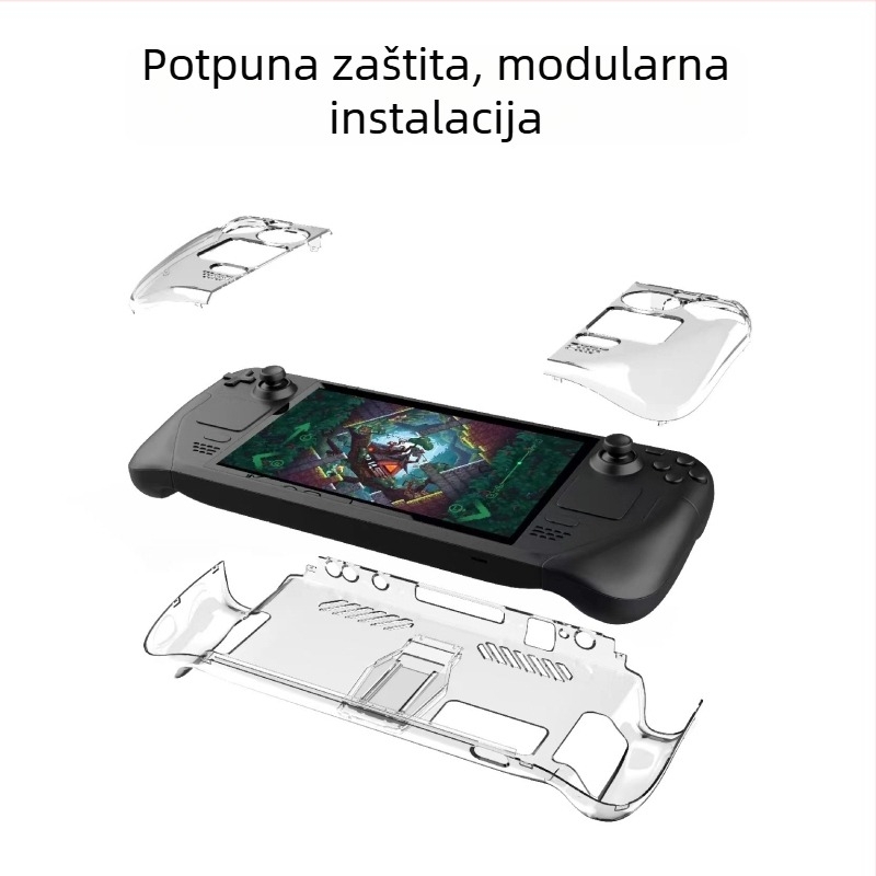 Zaštitno prozirno PC kućište za Steam Deck s držačem — dvodijelna kristalna ovojnica, materijal PC