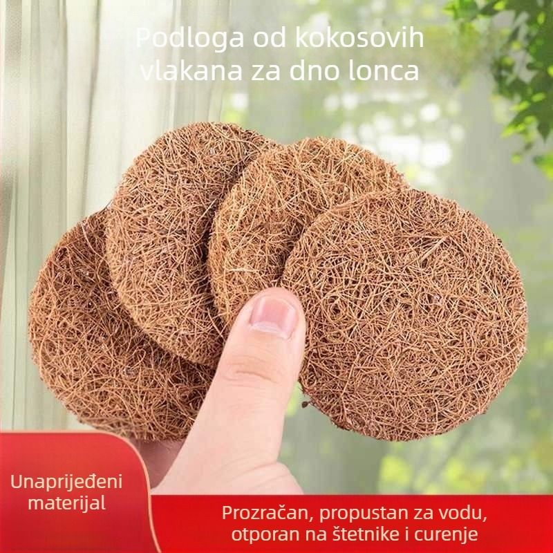 Podloga za dno posude od kokosovih vlakana — kružni brtveni jastuk protiv propuštanja, prozračna mreža za sukulente (Materijal: Drugo; Uvoz: Ne; Vrsta: Tuš; Primjenjivi scenariji: Drugo)