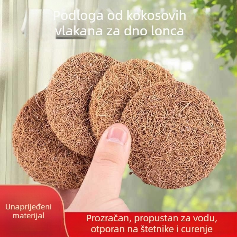 Podloga za dno posude od kokosovih vlakana — kružni brtveni jastuk protiv propuštanja, prozračna mreža za sukulente (Materijal: Drugo; Uvoz: Ne; Vrsta: Tuš; Primjenjivi scenariji: Drugo)