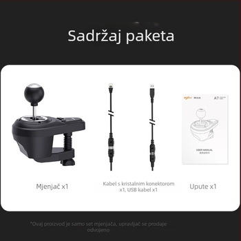 PXN-A7 ručna mjenjač 6+1 brzina za gaming volan Lashda, USB sučelje, kompatibilan s Lashda V9/V10 PC, uključuje kabel i uputstvo