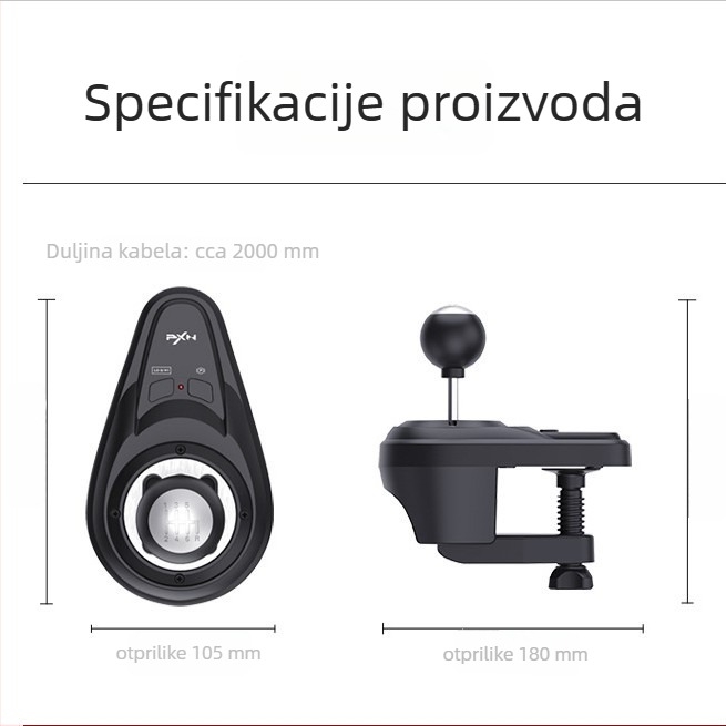 PXN-A7 ručna mjenjač 6+1 brzina za gaming volan Lashda, USB sučelje, kompatibilan s Lashda V9/V10 PC, uključuje kabel i uputstvo