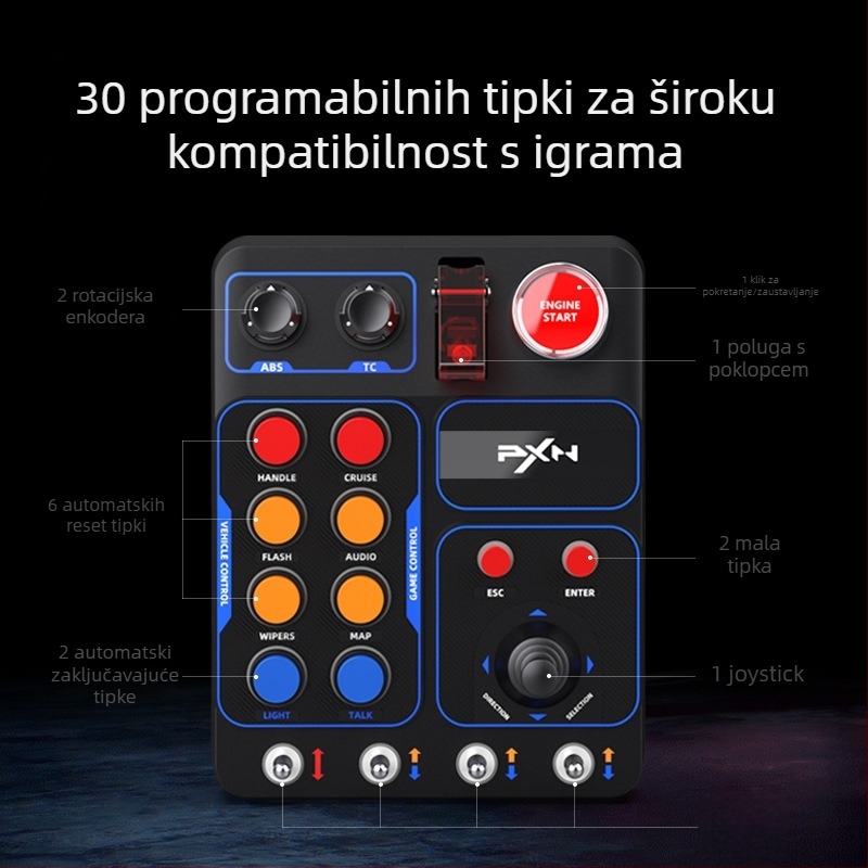 PXN-CB1 Racing Centralni Kontrolni Kut s RGB Osvjetljenjem za PC (USB)