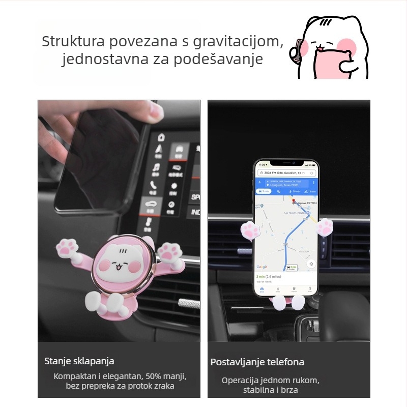 Che Dafu Ike 01 Držač za telefon u automobilu za otvor zraka, gravitacijsko pričvršćivanje, cartoon dizajn, za navigaciju