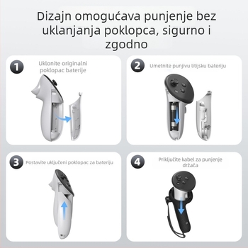 Silikonski zaštitni držač za kontroler Quest 3/3S s ugrađenom punjivom baterijom (Type-C)