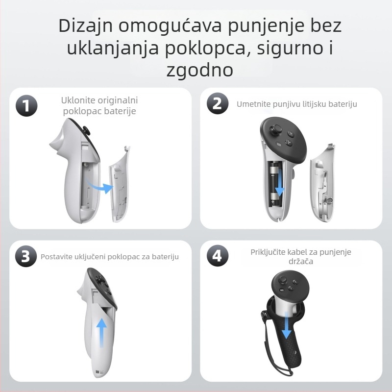 Silikonski zaštitni držač za kontroler Quest 3/3S s ugrađenom punjivom baterijom (Type-C)