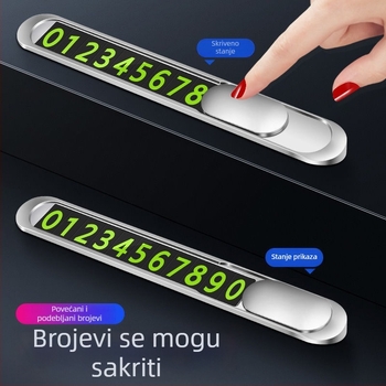 Skrivena metalna pločica za parkiranje autom, svijetleća, ispis logotipa