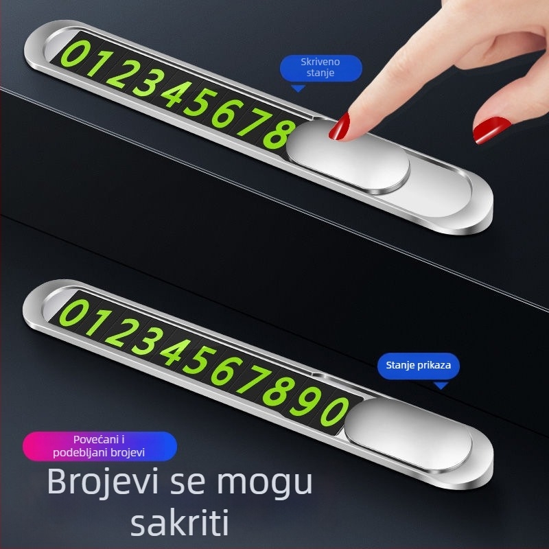 Skrivena metalna pločica za parkiranje autom, svijetleća, ispis logotipa