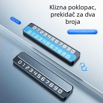 Svjetleća metalna privremena pločica za parkiranje s kontakt telefonom, model T2, mogućnost tiskanja logotipa, prilagodljiva
