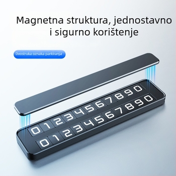 Svjetleća metalna privremena pločica za parkiranje s kontakt telefonom, model T2, mogućnost tiskanja logotipa, prilagodljiva