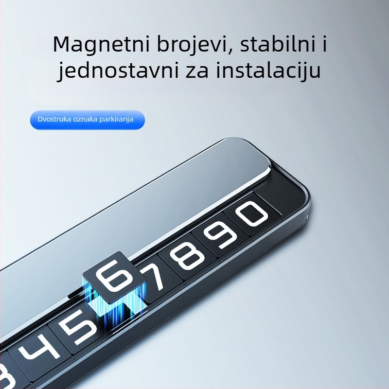 Svjetleća metalna privremena pločica za parkiranje s kontakt telefonom, model T2, mogućnost tiskanja logotipa, prilagodljiva