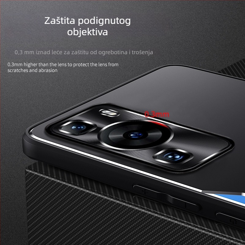 Zaštitno kućište za Huawei P60 / P60 Pro s metalnim matiranim stražnjim panelom, silikonski mekani rubovi, potpuno pokriće, otpornost na pad