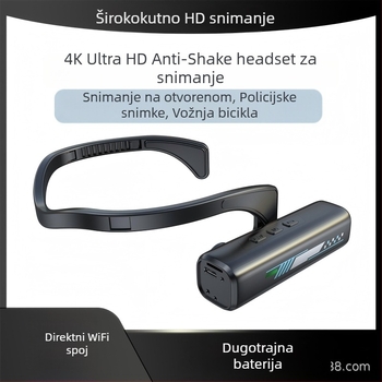 Kamera za glavu – akcijska kamera s 4K rezolucijom, elektronička stabilizacija slike, objektiv 2.0, 1,5-inčni LCD, CF kartica za pohranu