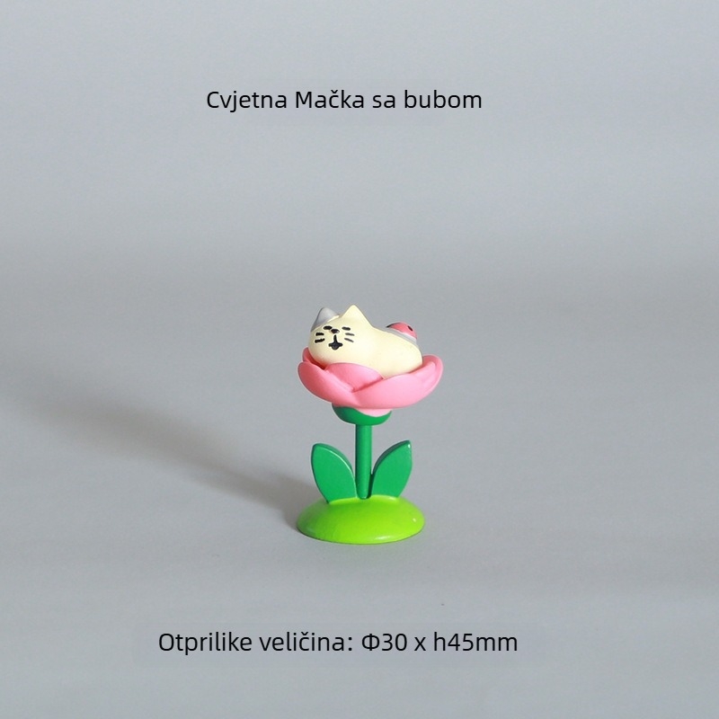 Smolena mini vrtna dekoracija s motivom mačke – japanski zakka stil, za posude i uređenje vrta