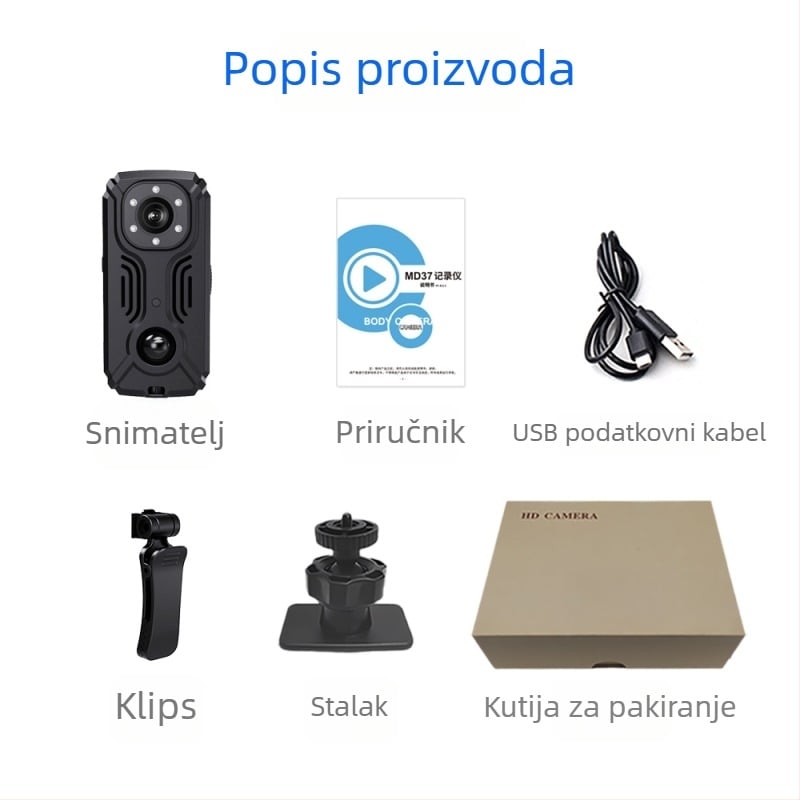 MD37 akcijska kamera s IR-CUT noćnim vidom, Wi‑Fi, 8–128GB skladištenje, ABS kućište