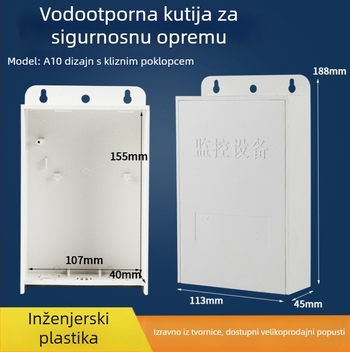 A10 vodootporna kutija za spojnice, plastična, za unutarnju i vanjsku upotrebu, zidna montaža, za CCTV kameru i napajanje