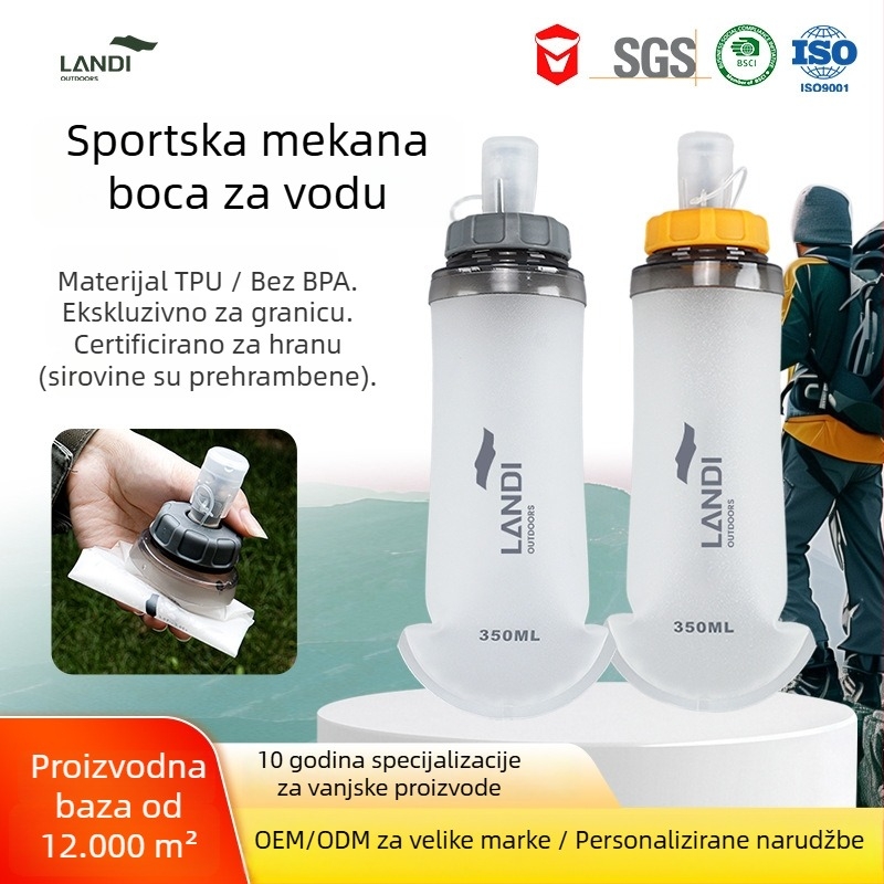 TPU sklopiva vodena torba za vanjsku upotrebu, 350 ml, prugasti uzorak, prenosna za trčanje i planinarenje