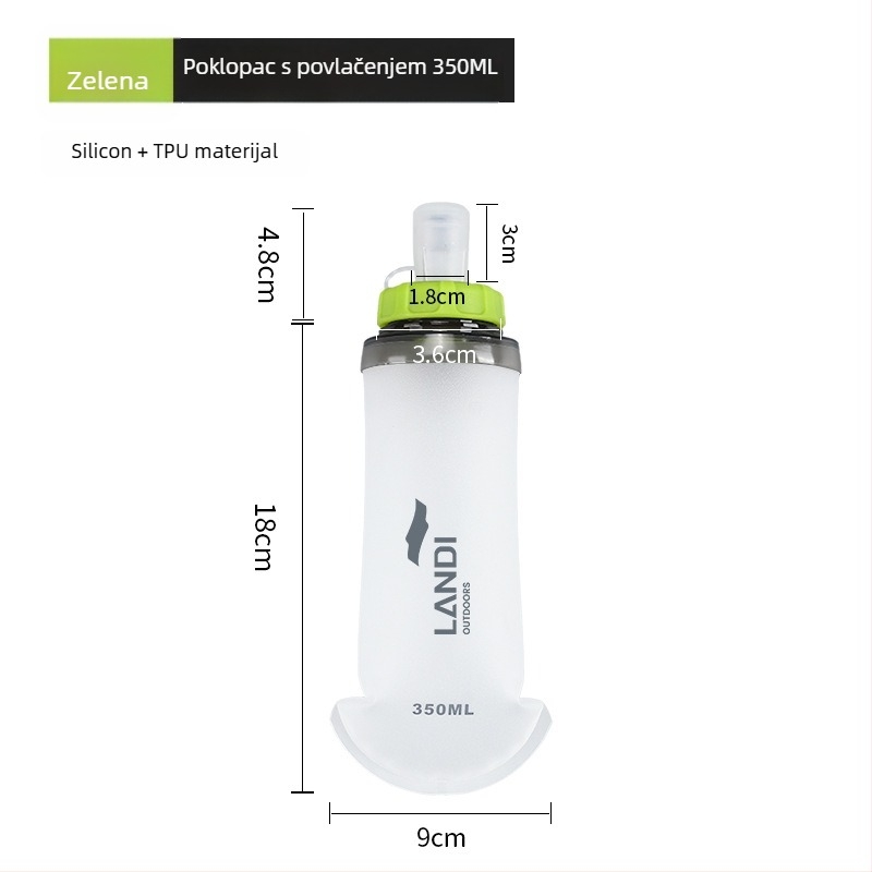 TPU sklopiva vodena torba za vanjsku upotrebu, 350 ml, prugasti uzorak, prenosna za trčanje i planinarenje