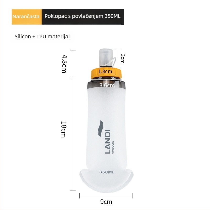 TPU sklopiva vodena torba za vanjsku upotrebu, 350 ml, prugasti uzorak, prenosna za trčanje i planinarenje