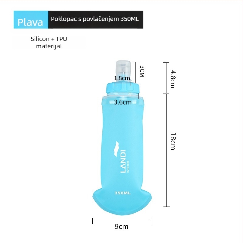 TPU sklopiva vodena torba za vanjsku upotrebu, 350 ml, prugasti uzorak, prenosna za trčanje i planinarenje