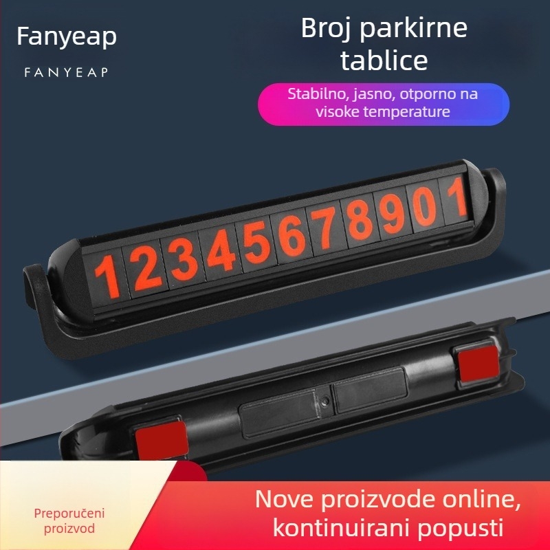 Panyi Tablica s Brojem Parkiranja za Vozila – Auto-Montirana Privremena Tablica s Telefonskim Brojem za Parkiranje (Digitalna, Materijal: Drugo, Bez Prilagođavanja)