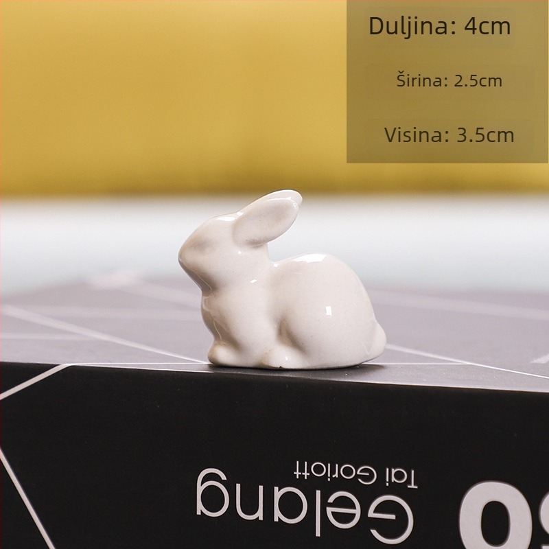 Keramička zeka figura – ručno izrađena porculanska skulptura, životinjska figura, jednostavan i modern stil, glazirana površina