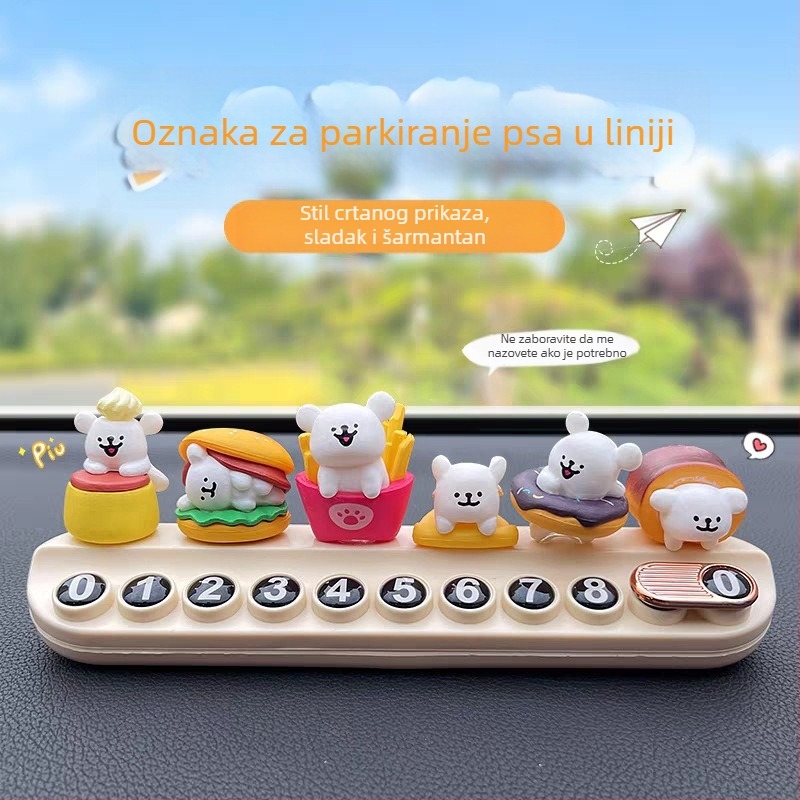Dekor na ploču automobila s linijskim štenčetom i znakom za parkiranje; plastika, domaća proizvodnja, bez prilagođavanja, bez ispisa logotipa