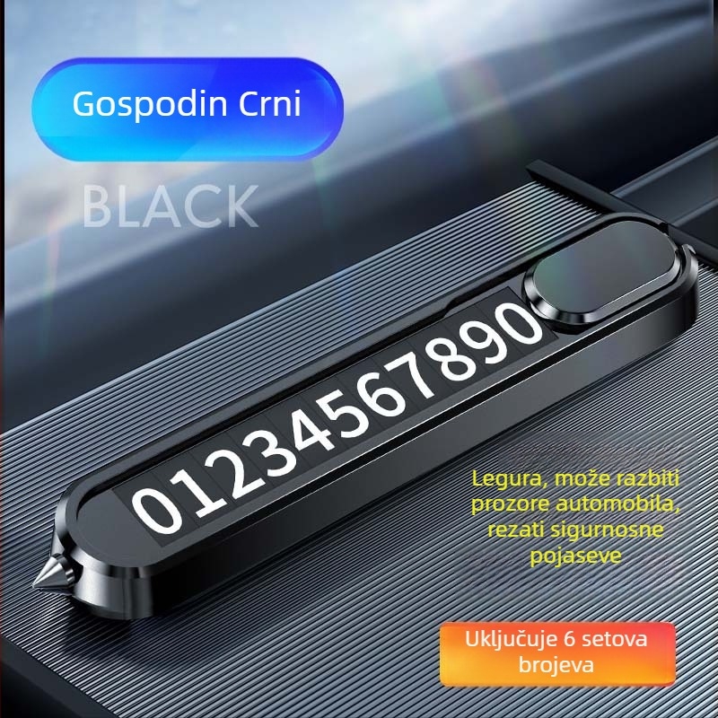 Višenamjenski automobilski sigurnosni čekić, metalni, skriveni dizajn, model AAAA, logotip otisnut