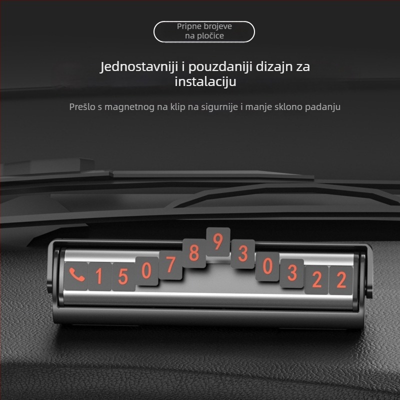 Automobilska privremena pločica za parkiranje, podesiva valjkasta aluminijska legura, dvostrana, model TH-97, tiskani logotip, podržava privatne marke