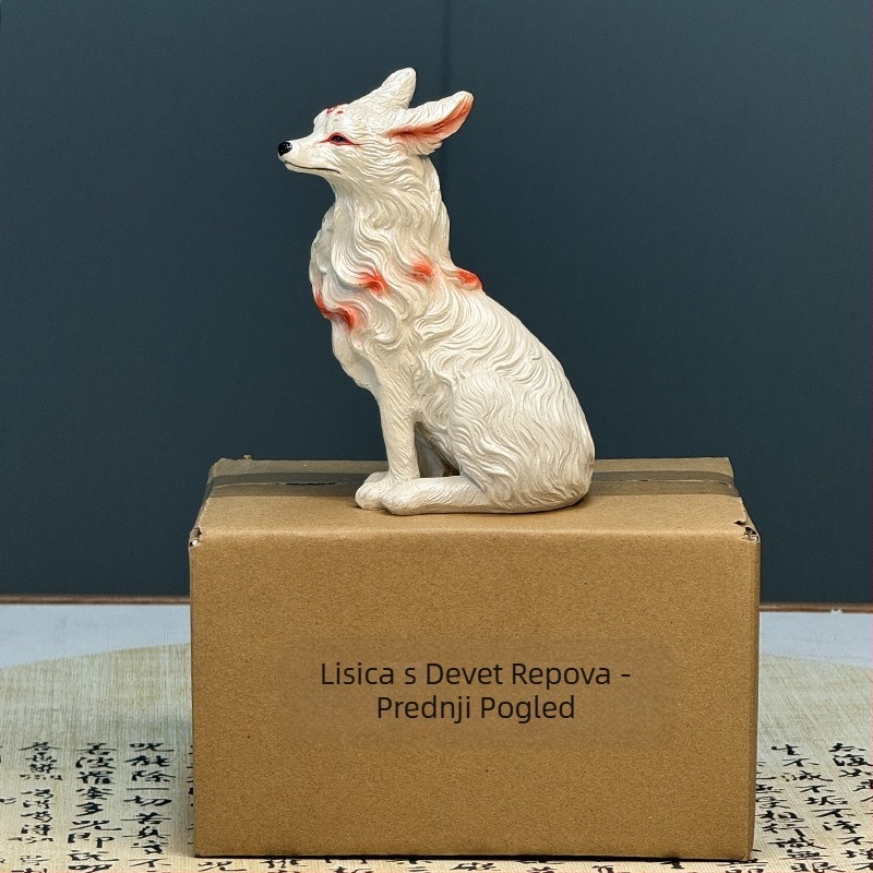 Ukrasna lisica figura, lisica s devet repova, od smole, crtani stil, za balkon i vrt, smoleni proizvodi, kartonsko pakiranje
