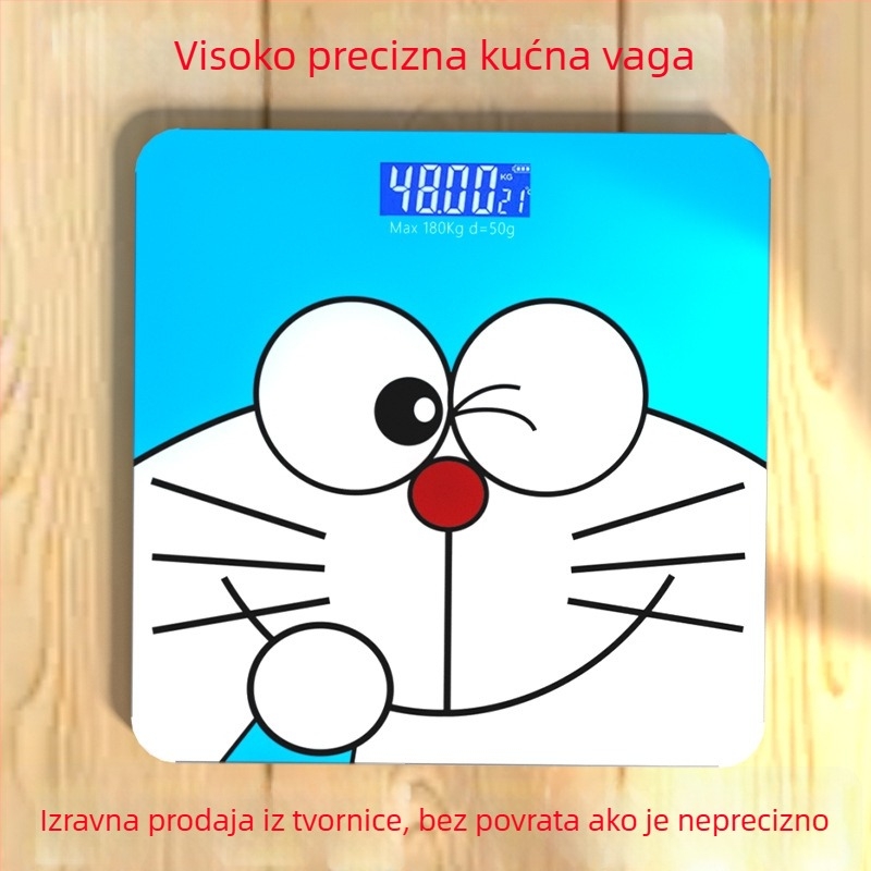 Digitalna vaga s USB punjenjem, visoka preciznost, slatki crtani dizajn, za studentske domove, kućni mjerač težine, maksimalni kapacitet 180 kg