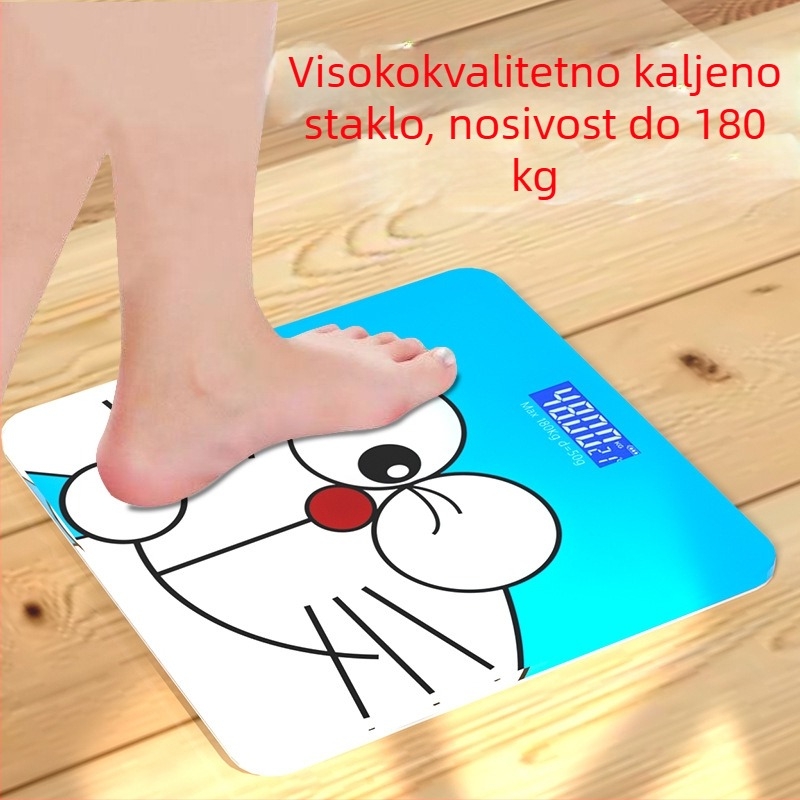 Digitalna vaga s USB punjenjem, visoka preciznost, slatki crtani dizajn, za studentske domove, kućni mjerač težine, maksimalni kapacitet 180 kg