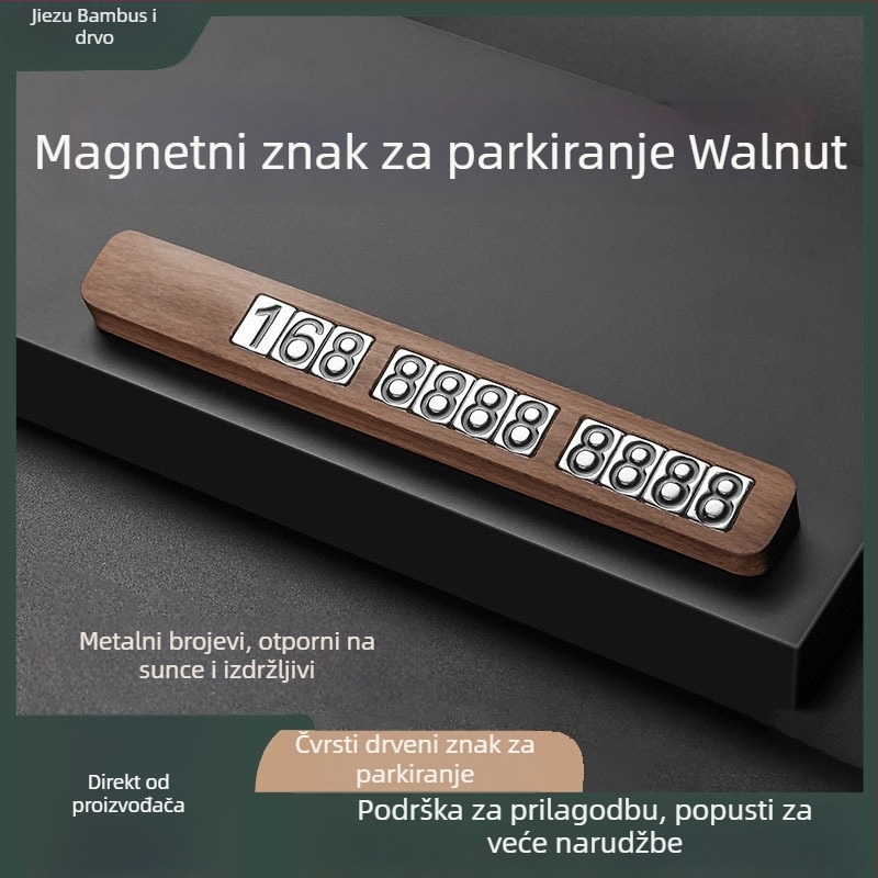 Drvena pločica za broj parkiranja autom, magnetska, prilagodljiv model jz01031