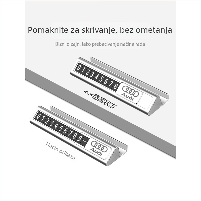 Privremena pločica za parkiranje za Audi A6L/A4L/A3/Q2/Q7/Q3/A5/A6/A7/A8L – Longzhen metalna, prilagodljiva, skriveni tip
