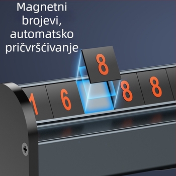 Metalni dodatak za unutrašnjost vozila – skrivena privremena tablica za parkiranje, LP model, moguć tisak logotipa