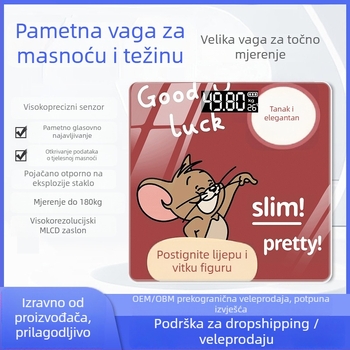 Vaga za tjelesnu težinu i masnoću, Bluetooth, kućna upotreba, kapacitet 180 kg, raspon mjerenja 200 g–180 kg, marka Mansilan Mengya