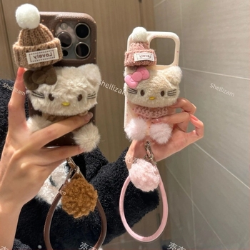 Pluš KT Cat silikon kućište za mobitel s narukvicom za zapešće, reljefna tekstura, kompatibilno s iPhone XR, 11–14 Pro/Max i drugi modeli