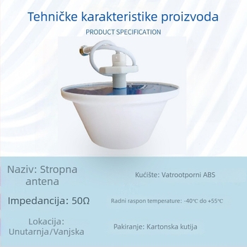 Unutarnja omnidirekcijska stropna antena, 698–3700 MHz, s kapom gljive za komunikacijske sustave