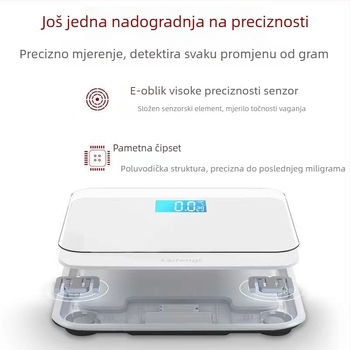 OPPELSCALE elektronička vaga za tijelo s kaljenim staklom, LCD zaslon, maksimalna nosivost 180 kg, napajanje 2x AAA, stil laganog luksuza