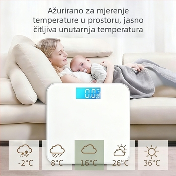OPPELSCALE elektronička vaga za tijelo s kaljenim staklom, LCD zaslon, maksimalna nosivost 180 kg, napajanje 2x AAA, stil laganog luksuza