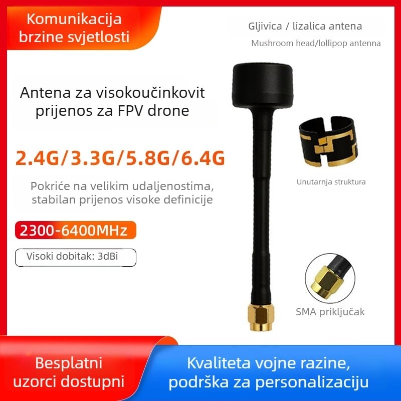 FPV antena za dron s visokim dobitkom, oblik gljive / lizalica stil, za kvadrokopter i modele zrakoplova