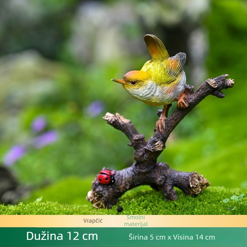 Kingfisher ukras od smole – mikropejzaž za vrt, pastoralni stil, smolarske rukotvorine, kartonska ambalaža