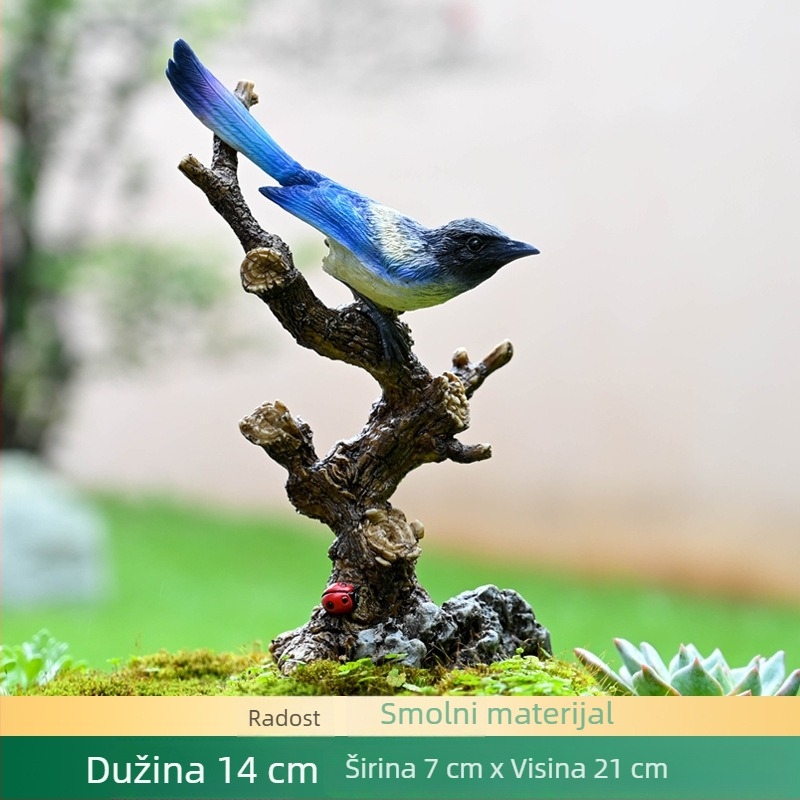 Kingfisher ukras od smole – mikropejzaž za vrt, pastoralni stil, smolarske rukotvorine, kartonska ambalaža