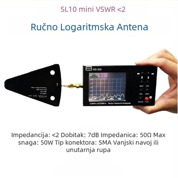 SL10Mini Logaritamska Periodična Antena - 50 kHz–3 GHz, niska frekvencija, visok dobitak, usmjerena prijemna antena za satelit