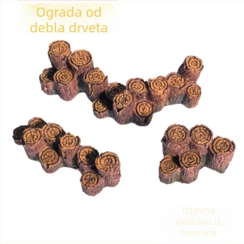 Smolnata mikro pejzažna dekoracija s mostom na deblo i mahom za akvarij, geometrijski oblik, kineski stil, prilagođena obrada, GT1690