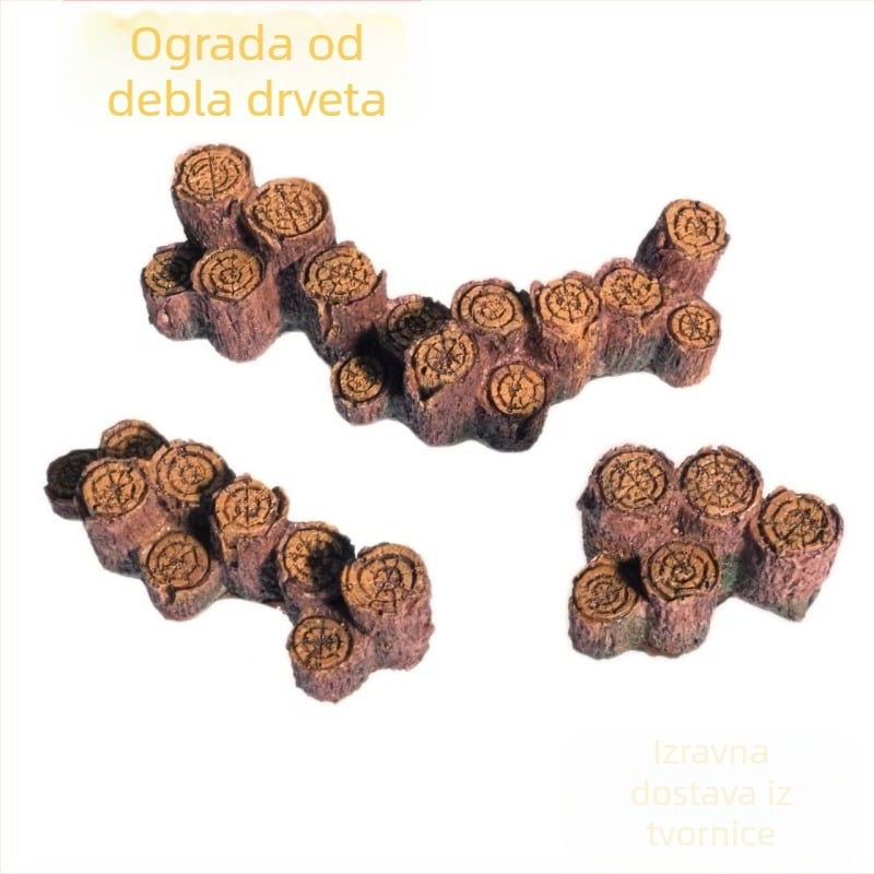 Smolnata mikro pejzažna dekoracija s mostom na deblo i mahom za akvarij, geometrijski oblik, kineski stil, prilagođena obrada, GT1690