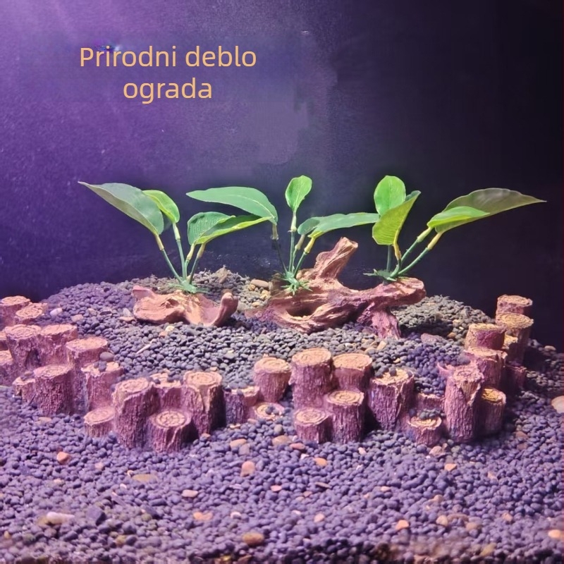 Smolnata mikro pejzažna dekoracija s mostom na deblo i mahom za akvarij, geometrijski oblik, kineski stil, prilagođena obrada, GT1690